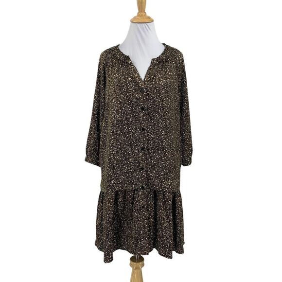 Code X Mode Dress Womens XS Extra Small Button Up Drop Waist Tiered Billowy - Picture 1 of 16